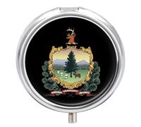 Vermont Logo Mini Pill Organizers Cute Round Pills Box Portable 3 Compartment Medicine Case Box for Travel