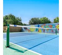 Vermont Pickleball Posts with Base Plates | Heavy-Duty Galvanised Steel Construction - Durable Pickleball Net System for Indoor & Outdoor Courts (Posts & Net With Centre Strap & Base Weight, Green)
