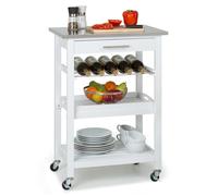 Vermont Serving Trolley Kitchen Cart 5 shelves wood stainless steel mobile