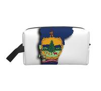 Vermont State Flag Map Print Toiletry Bag for Men Travel Toiletry Bag, Spacious Capacity Cosmetic Bag for Women
