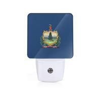 Vermont State Flag Plug in Led Night Light with Auto Dusk to Dawn Sensor, Wall Nightlights for Hallway, Kids Room, Bedroom