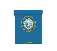 Vermont State Flag Print Leather Coin Purse, Small Change Pouch Wallet,Squeeze Coin Purse Pouch For Men Women, South Dakota Flag, One Size, Fashion