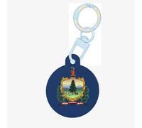 Vermont State Flag Print Round Acrylic Pet Tag, Dog Neck Pendant Tags for Pets Circular Dog Cat Collar Name Tags