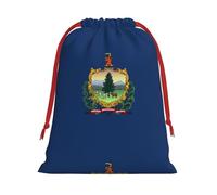 Vermont State Flag Print Santa Sack Drawstring Bags For Presents, Reusable Plush Holiday Fabric Gift Bags- L Size