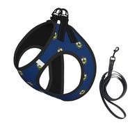 Vermont State Flag Print Small Dog Harness And Leash Set, Adjustable Soft Vest With 360° Reflective Straps For Cats Puppy