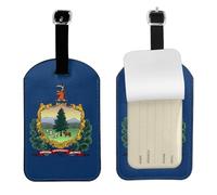 Vermont State Flag Printed Leather Luggage Tag, Durable Baggage Identifier, Soft PU ID Label, for Business Travel