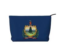 Vermont State Flag Women's corduroy cosmetic bag, portable zipper hand-held wallet, suitable for travel and daily storage of cosmetics,
