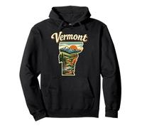 Vermont State Sunset Mountain Camping Lake Scene Pullover Hoodie