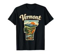 Vermont State Sunset Mountain Camping Lake Scene T-Shirt