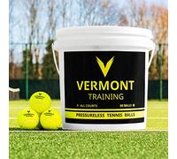 Vermont Training Tennis Balls [60x Ball Bucket] | Pressureless Core for Long-Lasting Performance - High-Vis Fluro Felt Tennis Balls | All Court Surfaces - Perfect For Coaches, Schools & Clubs