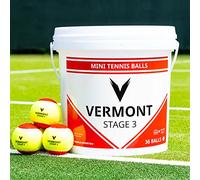 Vermont Training Tennis Balls - ITF Approved Mini Red (Stage 3), 36-Ball Bucket for All Court Surfaces [Bulk Buy]