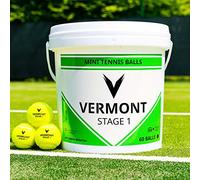 Vermont Training Tennis Balls - ITF Approved Mini Tennis Balls for All Court Surfaces [Bulk Buy] (Mini Green (Stage 1), 60-Ball Bucket)