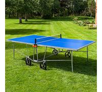 VERMONT TS100 Outdoor Table Tennis Table | Portable Regulation-Size Ping Pong Table with Steel Frame & 360° Wheels - Optional Bat & Ball Sets for All Skill Levels (No Cover, Table Only)