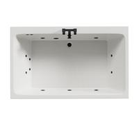 Verna 12 Jet Matt Black Flat Jet Double Ended Whirlpool Bath | White | Acrylic | 1800mm x 1100mm