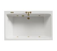 Verna 6 Jet Brushed Brass V-Tec Double Ended Whirlpool Bath | White | Acrylic | 1800mm x 1100mm