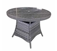 vernal large glass top garden round dining table in grey
