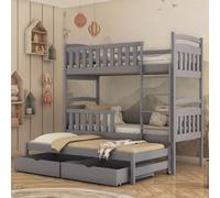 vernal wooden bunk bed without mattress and trundle in grey