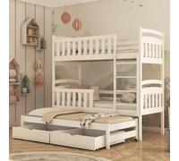 vernal wooden bunk bed without mattress and trundle in white