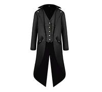 VERNASSA Mens Steampunk Vintage Tailcoat Jacket Gothic Victorian Medieval Halloween Costume Coat, Black, L