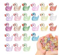 Vernerth Mini Ducks - 60 Pcs Colourful Resin Ducks in 12 Colours, Glitter Little Ducks for Fairy Garden, Aquarium, Dollhouse, Party Décor - Cute Tiny Ducks Mini Resin Animals for Craft Projects