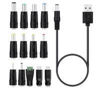 Vernerth USB to DC Power Cable - Universal DC5V Charger Cable with 13 Tips, Plug-and-Play Barrel Jack Adapter for Laptops, Routers, Keyboards, Portable Devices, Easy Fast Charging Cord