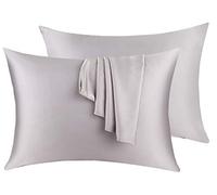 Vernia 100% Mulberry Silk Pillow Cases 2 Pack, Grey, Standard Size (20x27 Inches), Breathable, Anti-Aging, Hidden Zipper