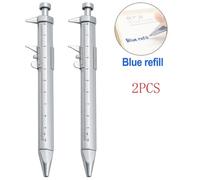 Vernier Caliper Measuring Pen Featuring 0 5mm Gel Ink Roller Ball, Lightweight and Compact 2 in 1 Tool for Precise Measurement and Writing Tasks (2PCS Blue)