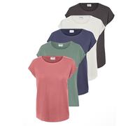 VERO MODA Aware AVA Short Sleeve T-Shirt, Pack of 5 (Laurel Wreath/Vintage Indigo/Snow White/Old Rose/Asphalt), XS