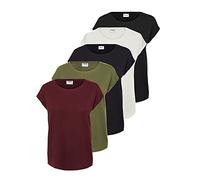 VERO MODA Aware AVA Short Sleeve T-Shirt, Pack of 5 (Snow White/Port Royale/Night Sky/Dusty Olive/Black), L