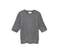 VERO MODA Awlorella 2/4 Crew Neck Knit Top Noos, Medium Grey Melange, XS