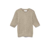 VERO MODA Awlorella 2/4 Crew Neck Knit Top Noos, Natural Melange, XS