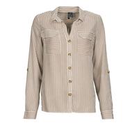 VERO MODA Women's Vmbumpy L/S Shirt New WVN Noos Longsleeve T, Brown Lentil/Stripes: Snow White, M