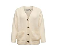 VERO MODA CURVE Vmcboom LS V-Neck Button Cardigan G Cur - Plus Size, Birch, L
