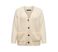 VERO MODA CURVE Vmcboom LS V-Neck Button Cardigan G Cur - Plus Size, Birch, M