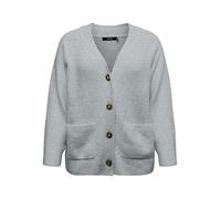 VERO MODA CURVE Vmcboom LS V-Neck Button Cardigan G Cur - Plus Size, Light Grey Mix, L