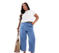 VERO MODA CURVE Womens cropped chambray trousers in medium blue - Sky Blue - Size EU 54 (Womens)