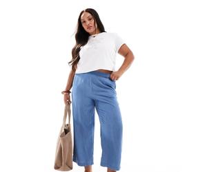 VERO MODA CURVE Womens cropped chambray trousers in medium blue - Sky Blue - Size EU 54 (Womens)