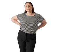 VERO MODA CURVE Women's Vmaya Plain Ss Top Ga Noos Curve T-Shirt, Black/Stripes: Pristine, XL
