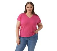VERO MODA CURVE Women's VMAYA SS V-Neck TEE VMA NOOS Curve T-Shirt, Pink Yarrow, 16/18