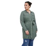 VERO MODA Women's Vmbumpy L/S Shirt Dress WVN Curve Noos Collar, Laurel Wreath, 18 UK
