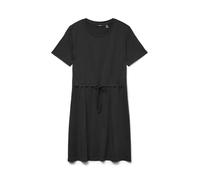 VERO MODA Women's Casual Dress Shirt Dress with Round Neck and Waist Band, Black, S