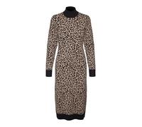 VERO MODA Women's Vmaria Art LS High-Neck Calf Dress Ga, Black/Detail:w. Silver Mink Leo Print, L