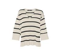 VERO MODA Women's Fine-Knit Jumper Casual Striped Sweater Soft Long-Sleeve VMSABA, Colours:Black, Size:M