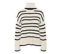 VERO MODA Female Knitted Jumper VMSABA Jumper, Birch/Stripes: Black, S