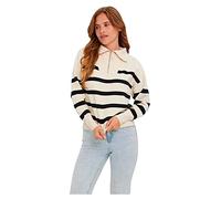 VERO MODA Female Knitted Jumper VMSABA Jumper, Birch/Stripes: Black, XXL