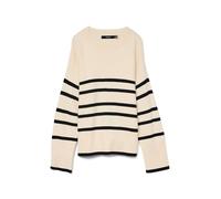 VERO MODA Female Knitted Jumper VMSABA Jumper, Birch/Stripes: w Black, M