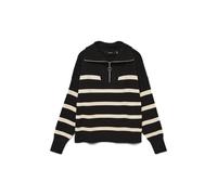 Vero Moda Saba Stripe Half Zip Sweater Black M Woman