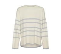 VERO MODA Women's Vmsaba LS O-Neck Pullover Ga Noos Knitted Jumper, Birch/Stripes: lgm, XL