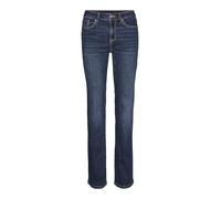 VERO MODA Female Straight-Fit VMFLASH Mid Rise Straight Cut Jeans, Dark Denim Blue, XL / 32L