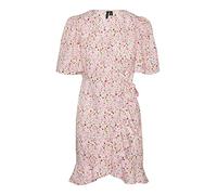 VERO MODA Women's Vmemma Henna 2/4 Short Wrap Dress WVN Ga, Parfait Pink/AOP: Mille Flower, S